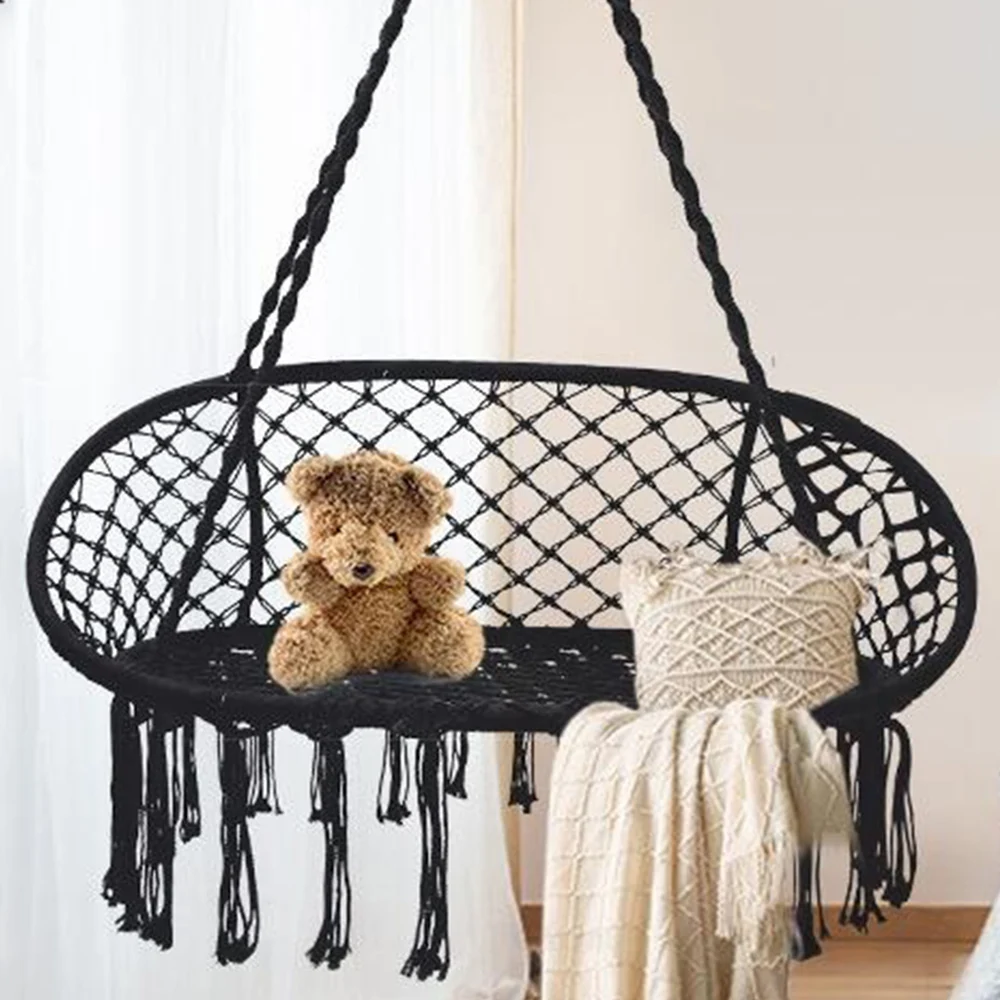 Hammock Chair Macrame Swing, Bohemian Style Handwoven Cotton Macrame Hammock