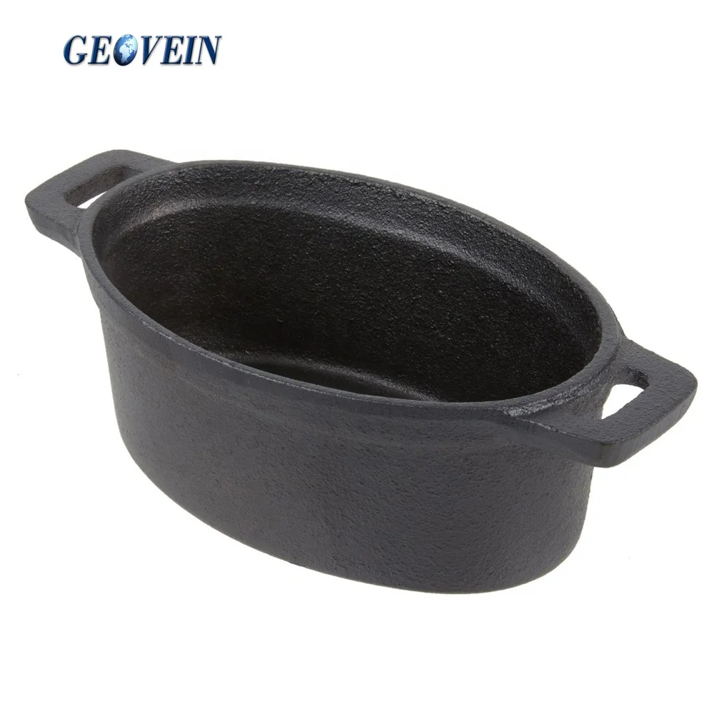 Mini Cast Iron Oval Enamel Pot, Oval Iron Cocotte, Cast Iron Baking Pot