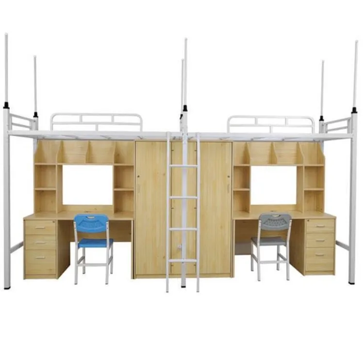 University residence halls new design student bunk bed with desk,school furniture dormitory bed