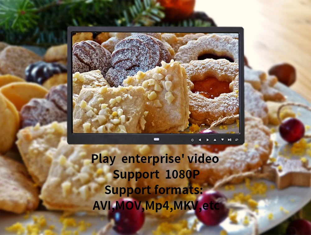 Indoor advertising player loop video playback VESA wall HD Front touch buttons built-in speakers 15 inch digital photo frame