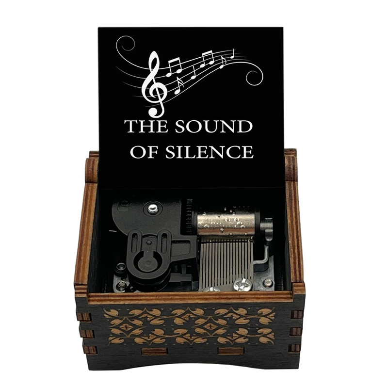 Sound of Silence Wooden Music Box 18 Note Wind Up Musical Movement Special Cute Wooden Gift for Friends Birthday