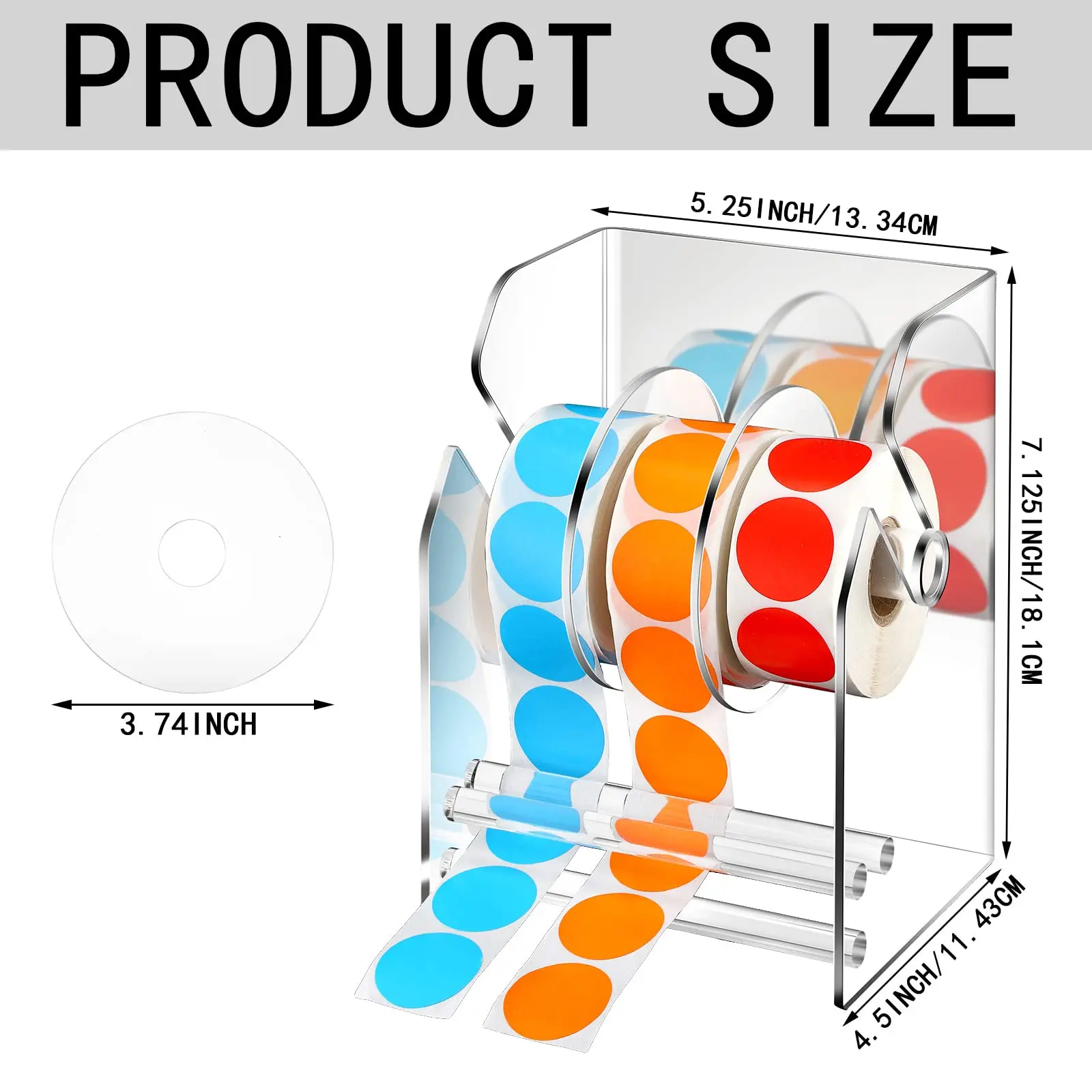 Factory Custom Clear Acrylic Adjustable Label Dispenser 3 Disks Sticker Roll Holder Sticker Dispenser