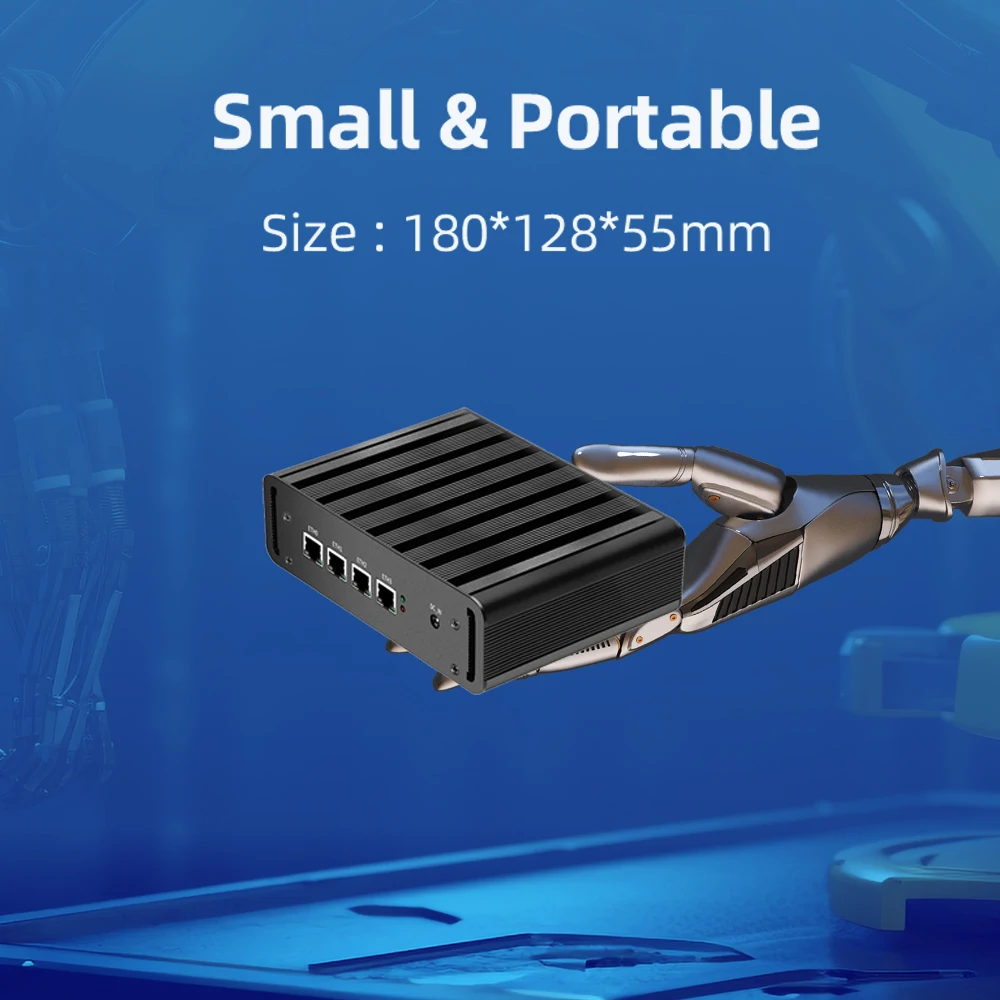 Intel Fanless MINI PC N100 DDR5 RAM 4 I225V Ethernet LAN RJ45 HD DP 4K 12V Computer LINUX Firewall Soft Router