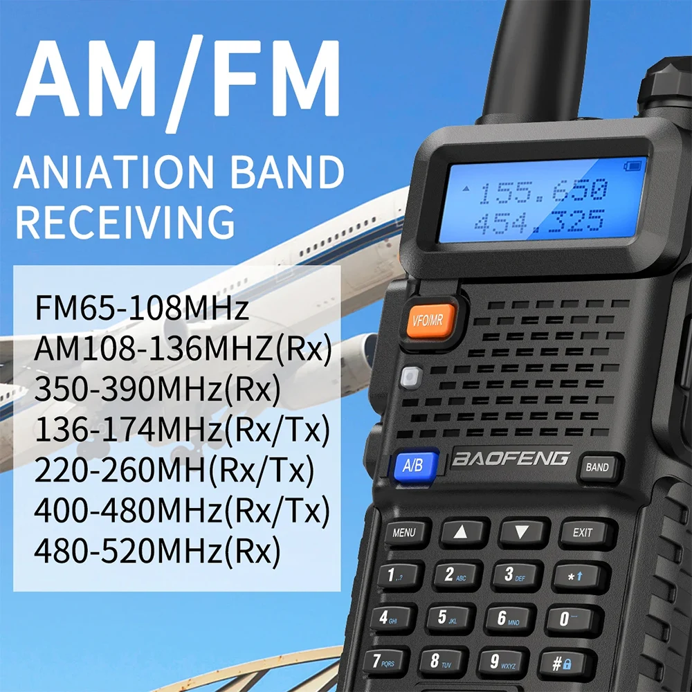 Baofeng UV-5RX рация M-5R многополосное радио 3800 мАч увеличенная батарея Type-C Беспроводная UV-5R радиосвязь