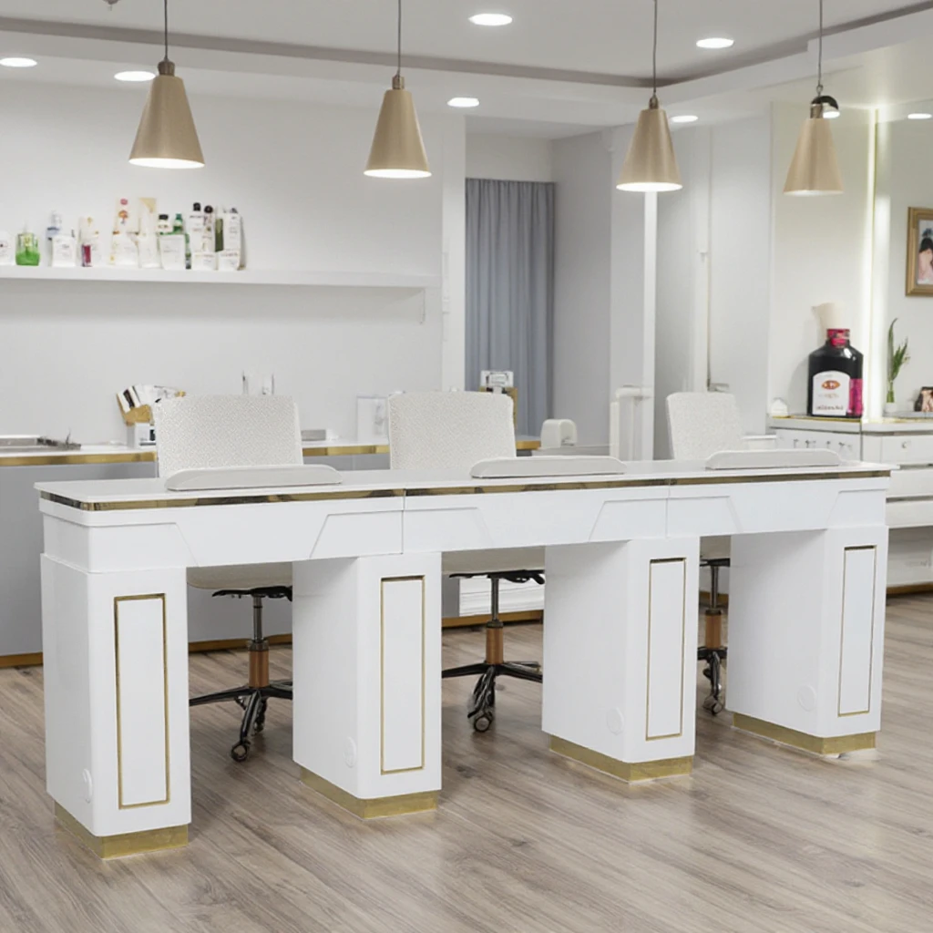 Manicure Table Set With Vacuum Cleaner Modern Nail Salon Furniture Nail Dryer Table Station