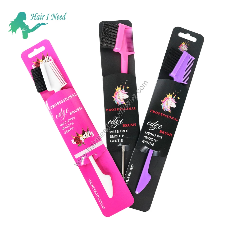 Luxury Private Label Package Styling Tool Bristle Hair Edge Control Brush Custom Logo Packaging Double Sided Edge Brush For Hair