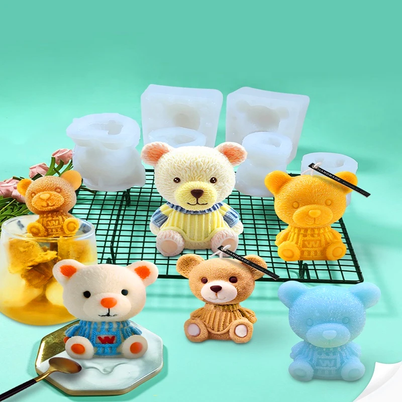 INTODIY милый 3D Медведь кубик льда решетка животных Шоколад силиконовая форма эпоксидная смола цемент бетон мыло соевый воск свеча