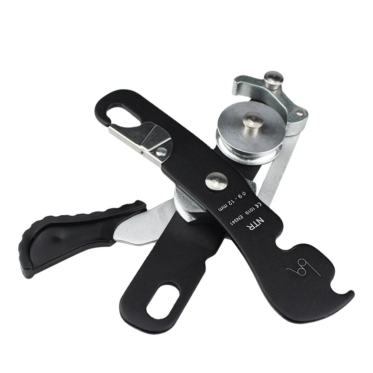 Anti-panic self-braking descender for climbing rappelling equipment