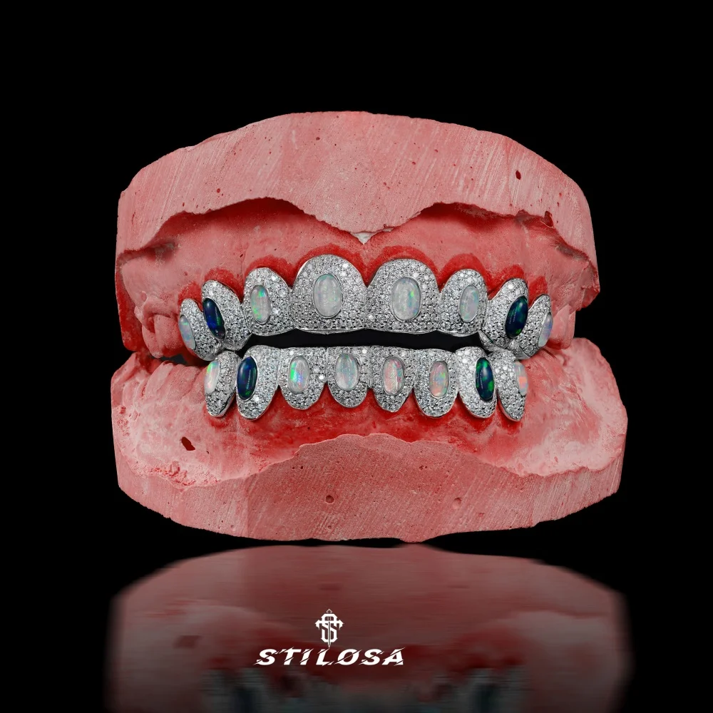 Hip Hop Fine Jewelry 10 Top 10 Bottom custom grillz  925 silver gold plated  Vvs Moissanite  Teeth Grillz  Diamond Grillz
