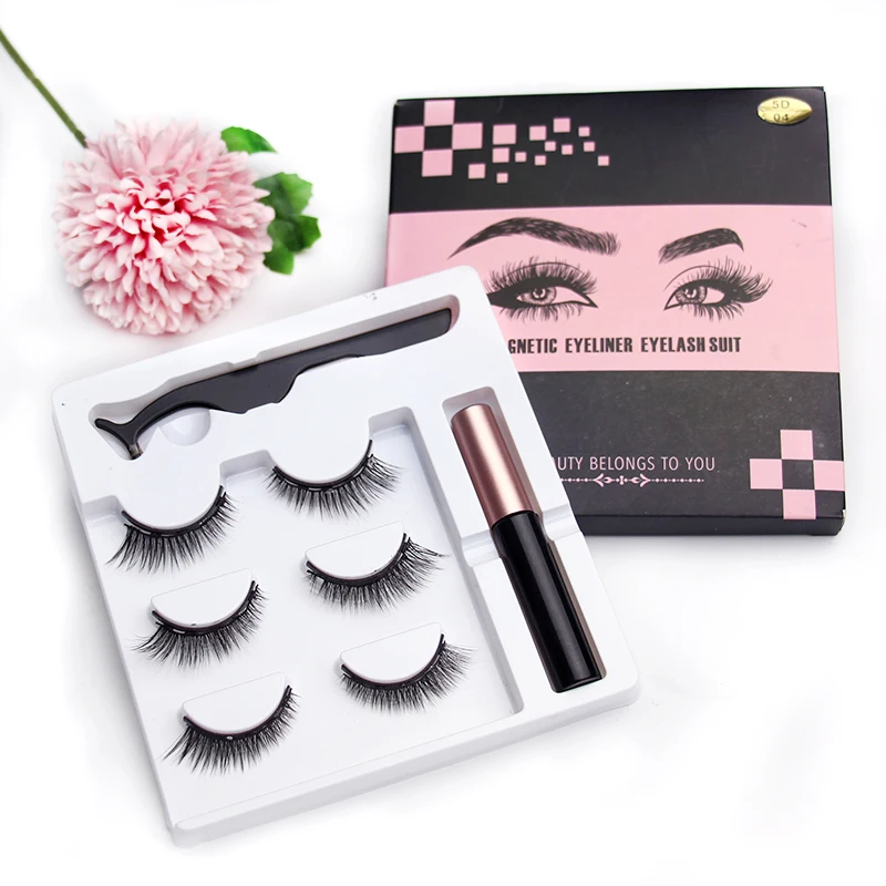 private label mink eyelash box vendor magnetic eyeliner mink eyelashes set with glue eyeliner and tweezers