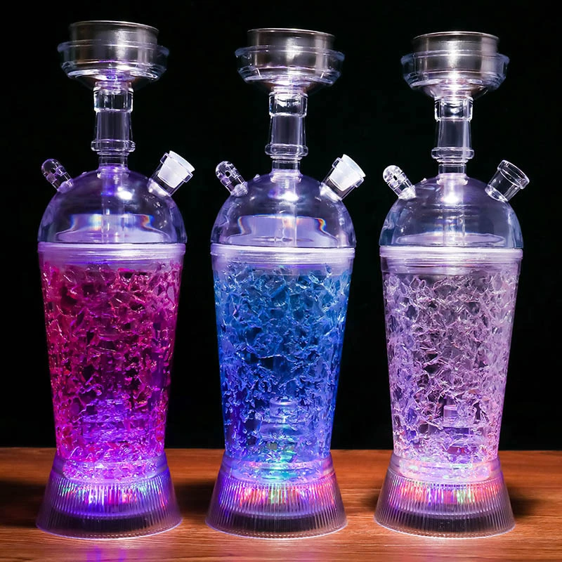 Portable Shisha Accessories Cup with Led Light Acrylic Material Hookah Set for Cars and Parties