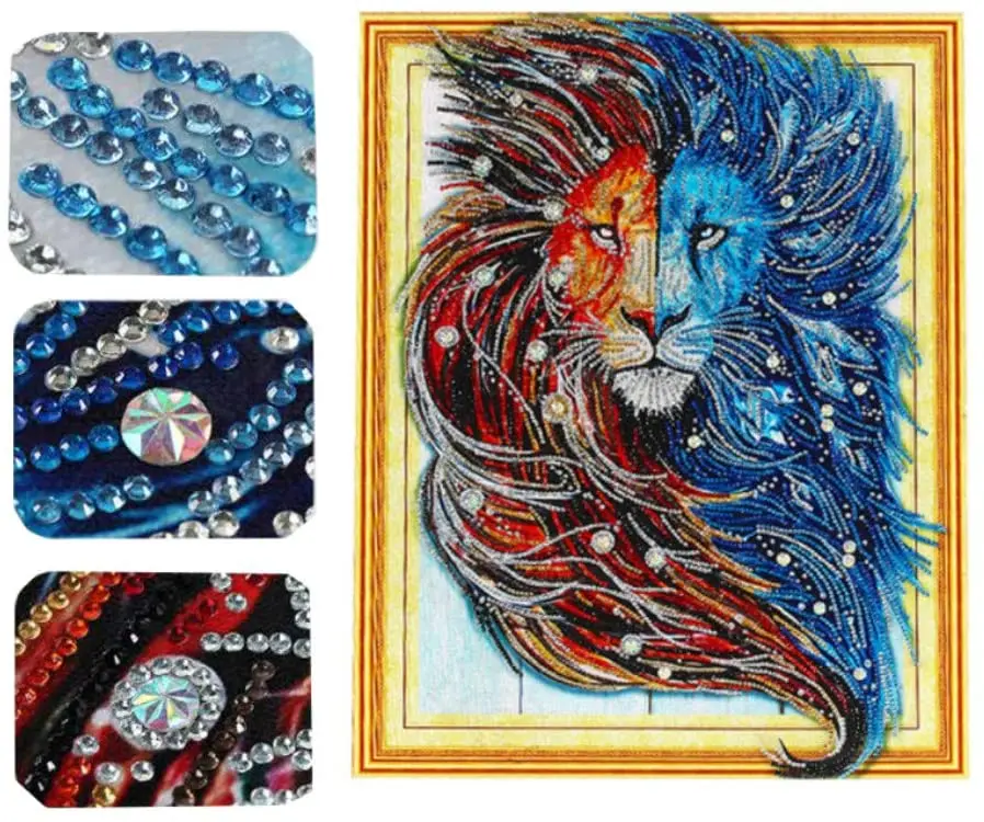 DIY Diamond Painting Kits for Adults Full Drill Lion Paint with Diamonds Lion Rhinestone Embroidery Pictures Cross Stitch Arts