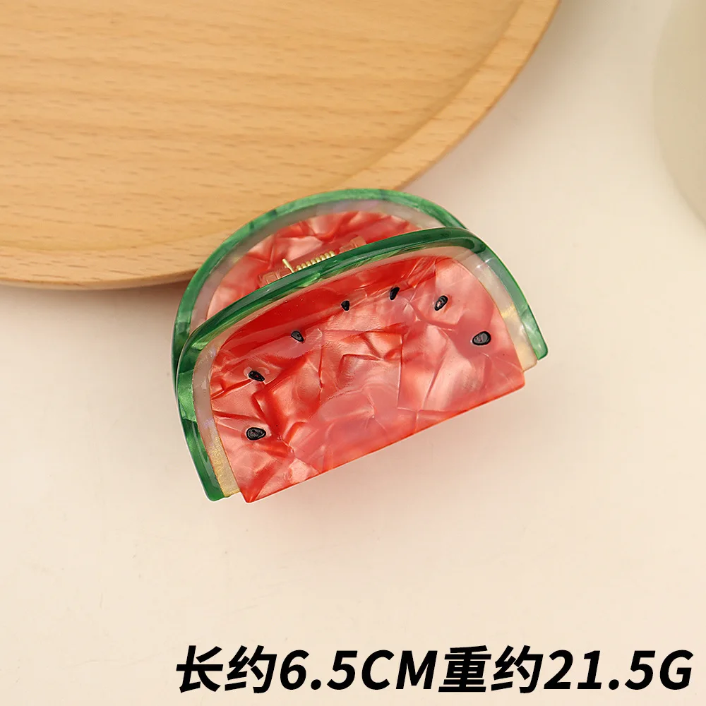 Cute Cartoon Peach Fruit Hair Claw Headpiece Girls Cellulose Acetate Hair Claw Clips Banana Ponytail Holder Hair Accessories