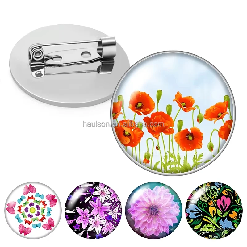 Professional Custom Photo Brooch Round Stainless Steel Tag Badge Epoxy Metal with Pin or Butterfly Buckle Clothing Accessories
