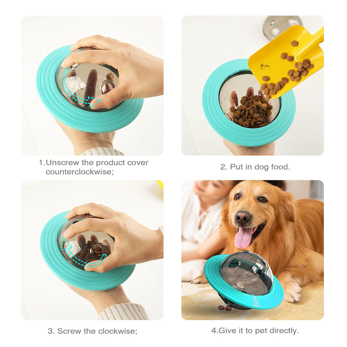 SinSKy UFO Shape TPR Dog Toy Interactive IQ Training Pet Snack Ball Sustainable Leaky Treat Food Leaking Dog Toys Ball