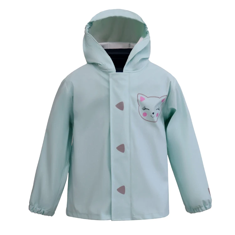 
Fashion Waterproof Transparent PU Plastic Fabrics Children Kids Raincoat 