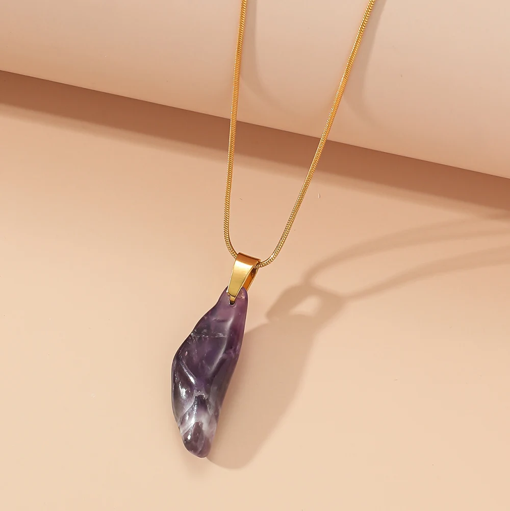 Natural Stone Pendant 304 Stainless Steel Gemstone Pearl Necklace Design Short Necklace