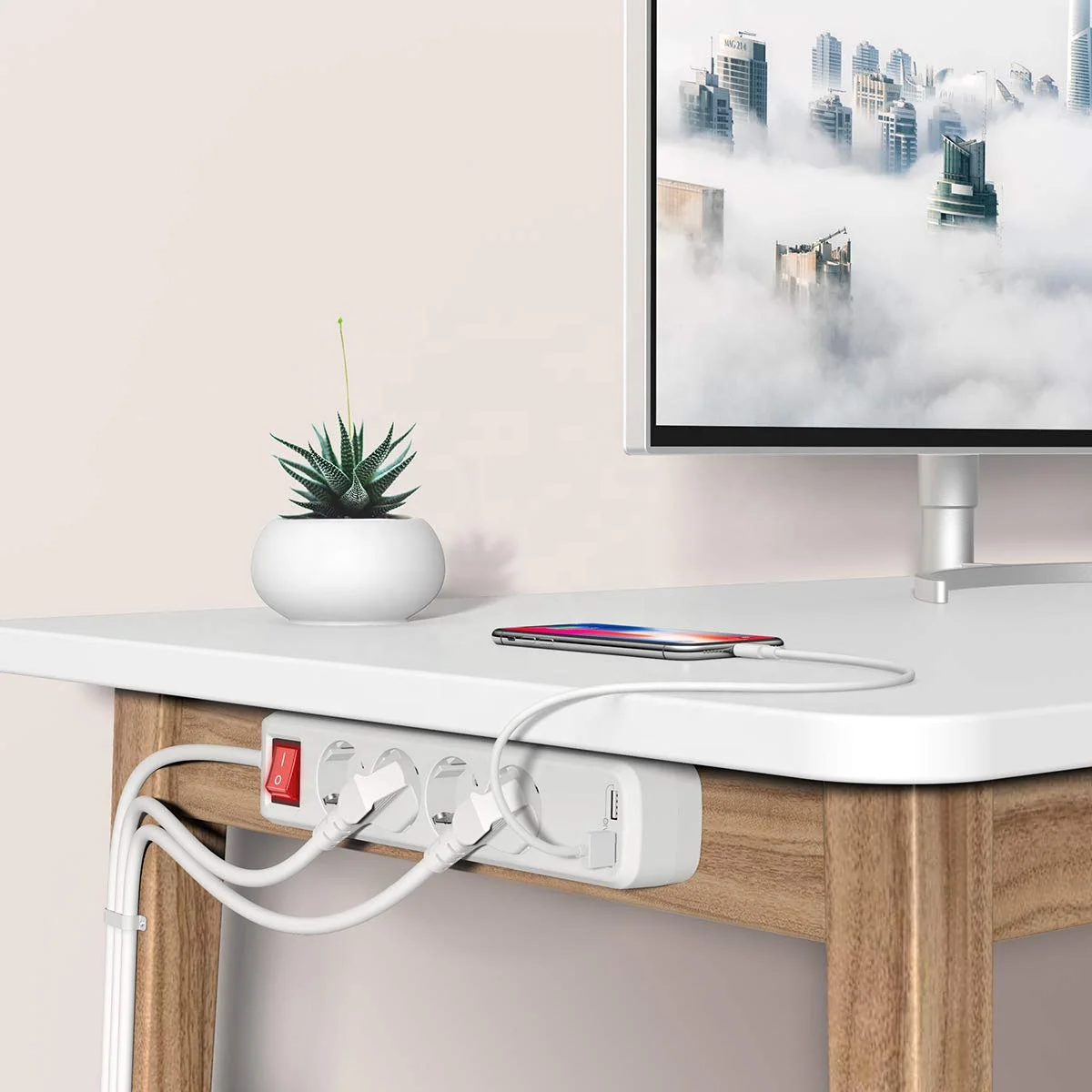 CE approved German 4 way power strip 3 gang German extension sockets 4 outlet eu plug