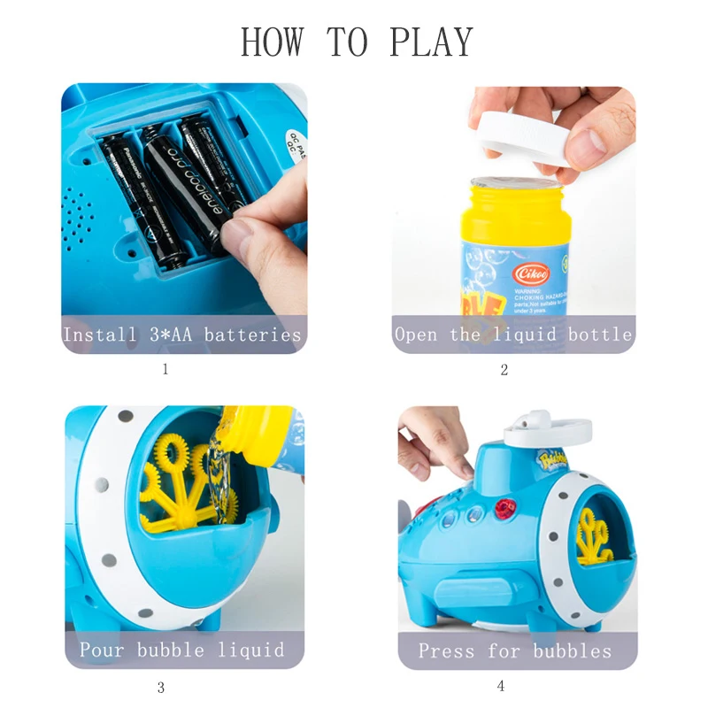 Summer party favor maker soap big water machine toy submarine bubble machine for kids