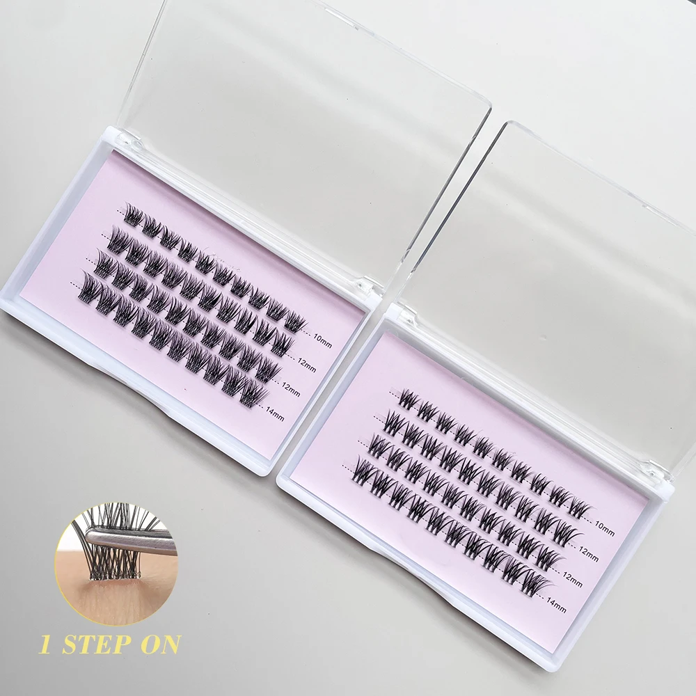 Factory Handmade Self Adhesive Diy Lashes Superfine Band Pre Cut Press On Segment Eyelashes Pre Bond No Glue Cluster Diy Lashes