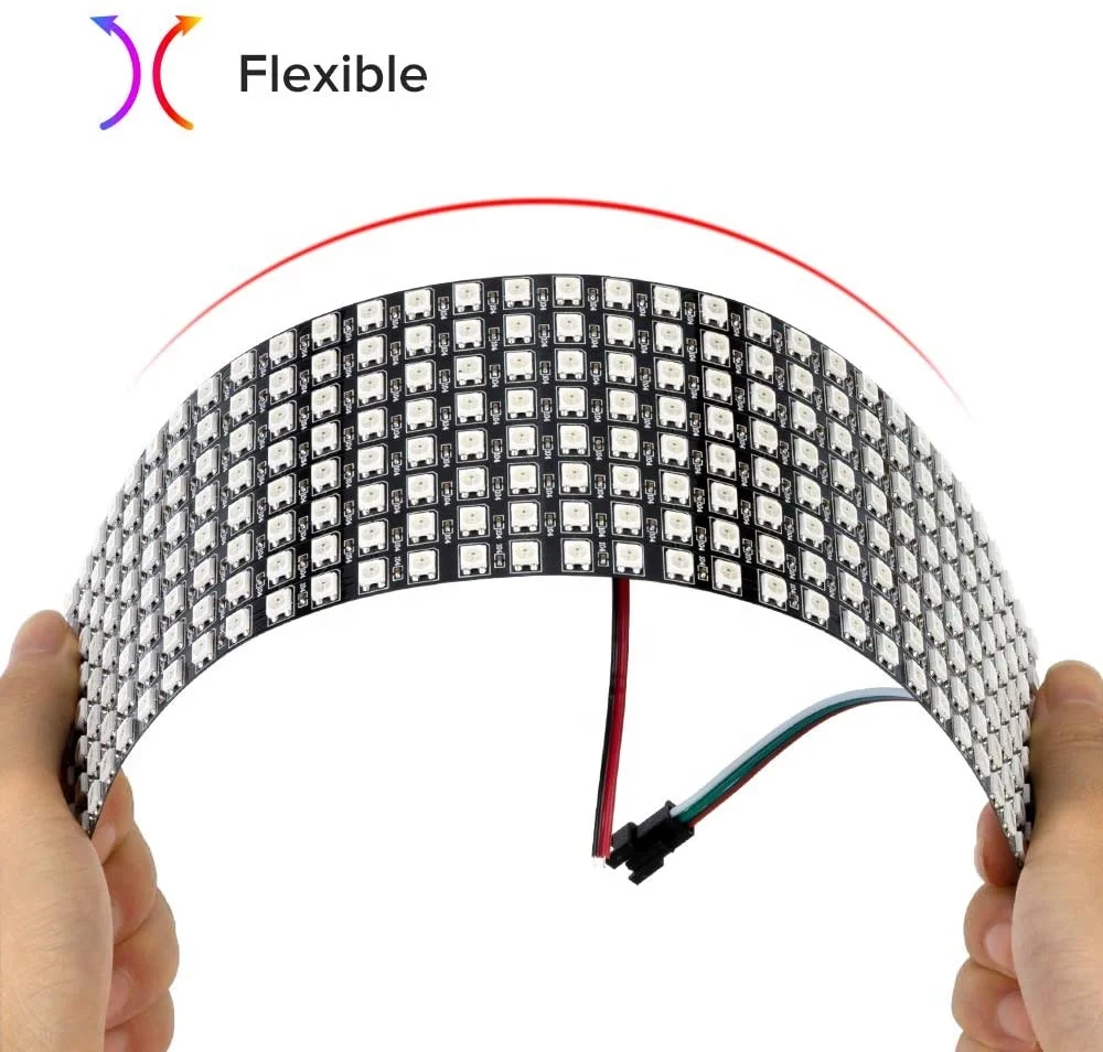 DC5V 8x8 16x16 8x32 pixels addressable WS2812B RGB LED Flex Matrix Strip Light Screen