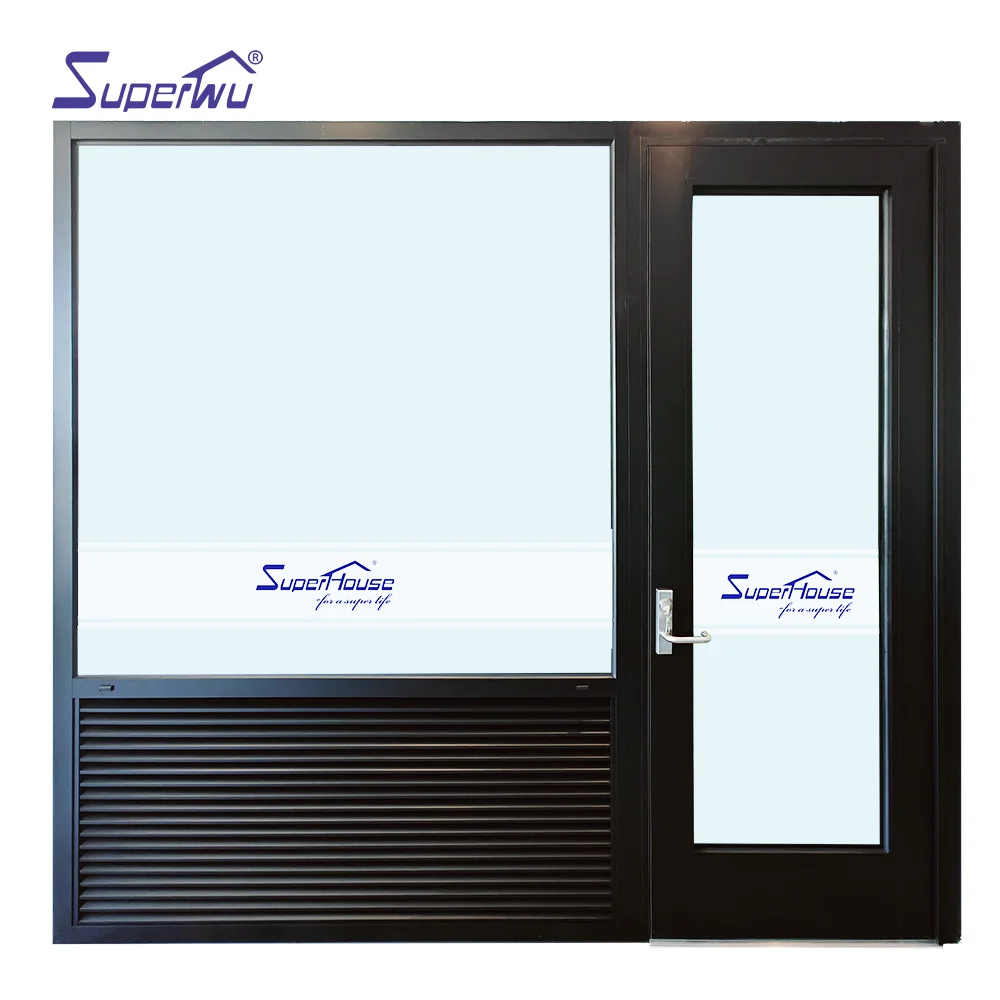 Высококачественная Изысканная черная анодированная алюминиевая отделка с коммерческим промышленным использованием аварийная створчатая дверь