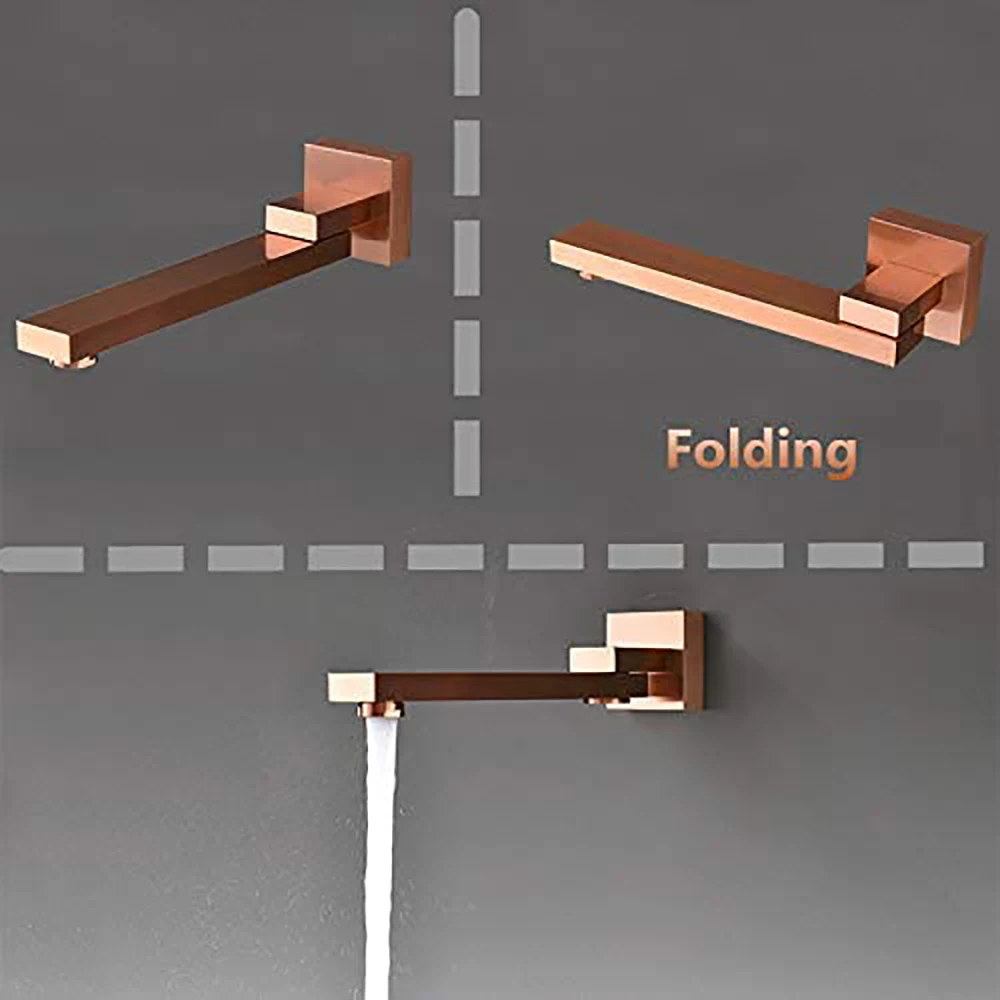 Luxury Bathroom Brass Brushed Rose Gold 10 Inch Ceiling Rainfall Shower Bath Mixer Faucet System Sets