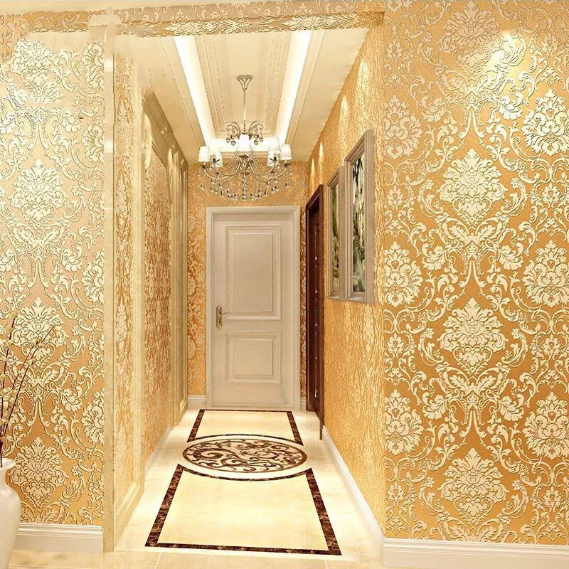 European non-woven wallpaper bedroom living room TV background paper relief wallpaper