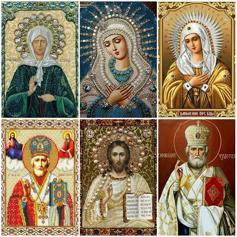 Full Square Round Drill Religious Mary Jesus Artwork Cross stitch canvas home decoration 5D Diy diamond  paintings