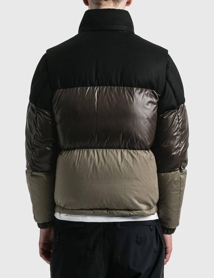 2022 Wholesale patchwork men down padded parka puffer jackets army green custom detachable sleeve winter bubble coats