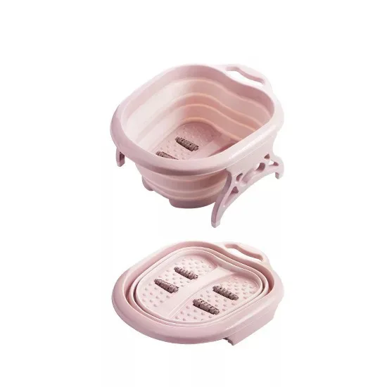 New 2024 Foldable Portable Bathtub Plain Foaming Foot Soaking Bucket Massage Collapsible Footbath Basin with Lid