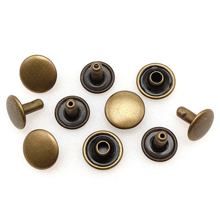 Metal Double Cap Side Button Jeans Hat Luggage Riveted Flat Round Garment Rivet And Stud Double Side Rivet