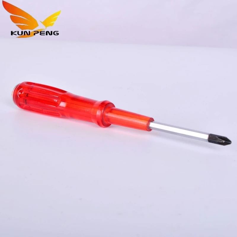 Factory Wholesale Red Transparent Handle Flat Blade Slotted Screwdriver Crv Phillips Magnetic Screwdriver