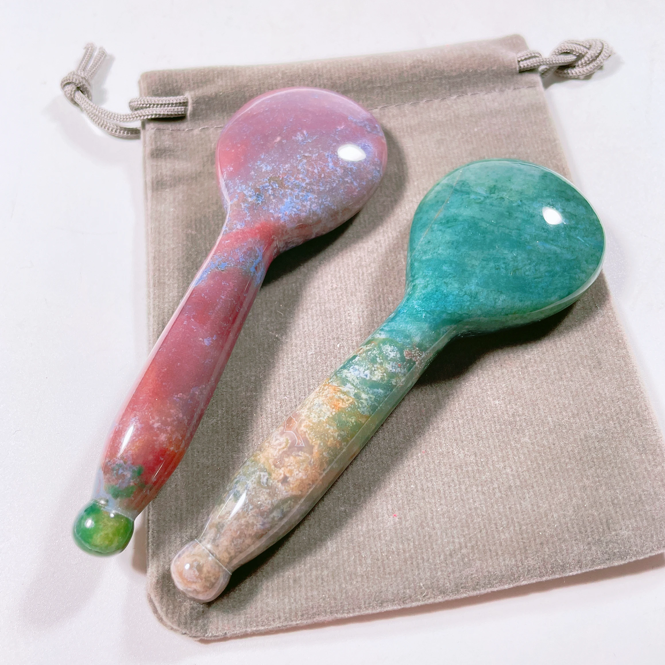 Huiying Hot Sale Jade Massager Indian Agate Spoon Gua Sha Set Tool