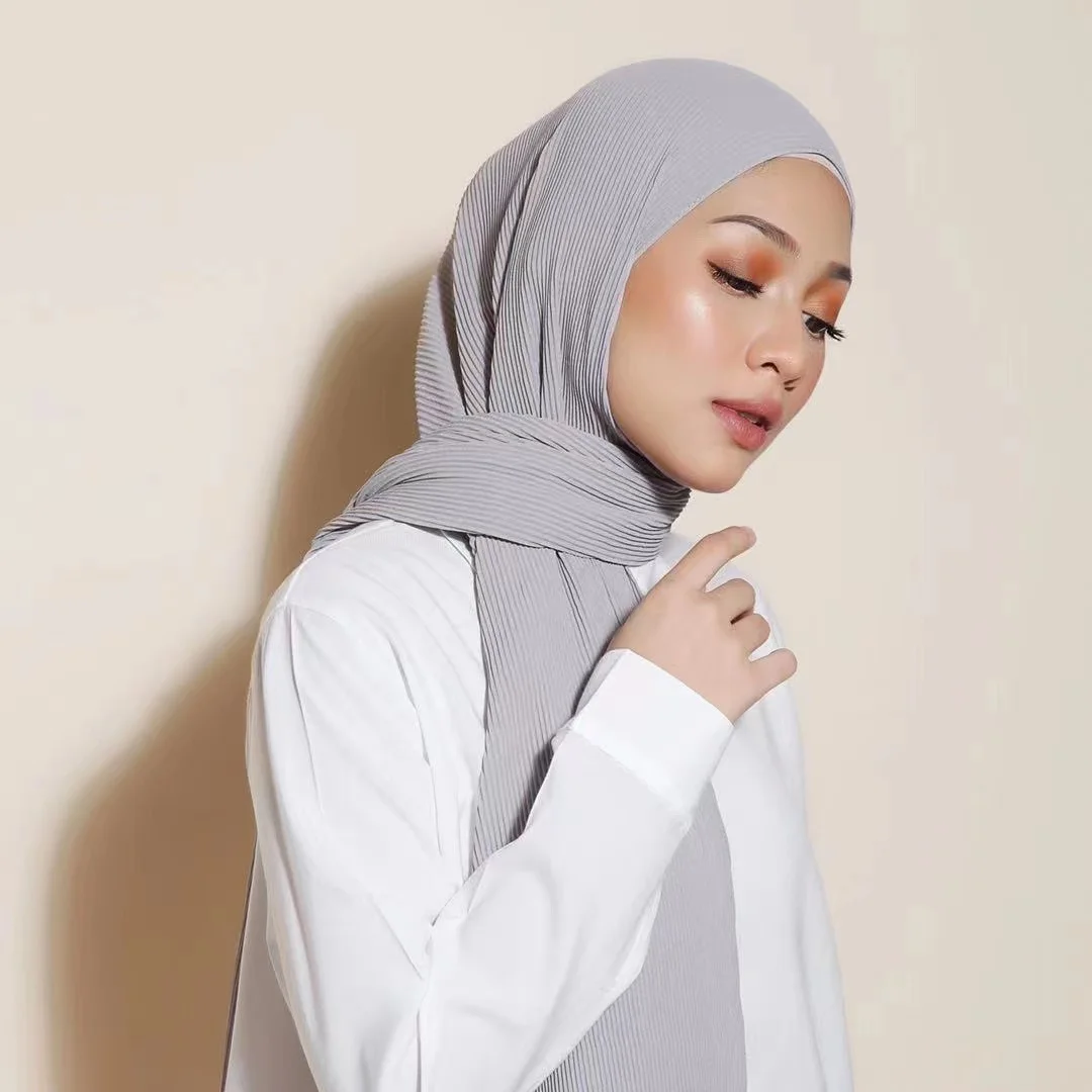 2021 High Quality Mini Pleated Chiffon Hijab Muslim Shawl For Malaysia