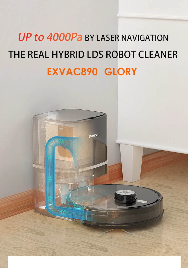 Laser Robot Vacuum Cleaner Mamibot EXVAC890 4000pa suction power