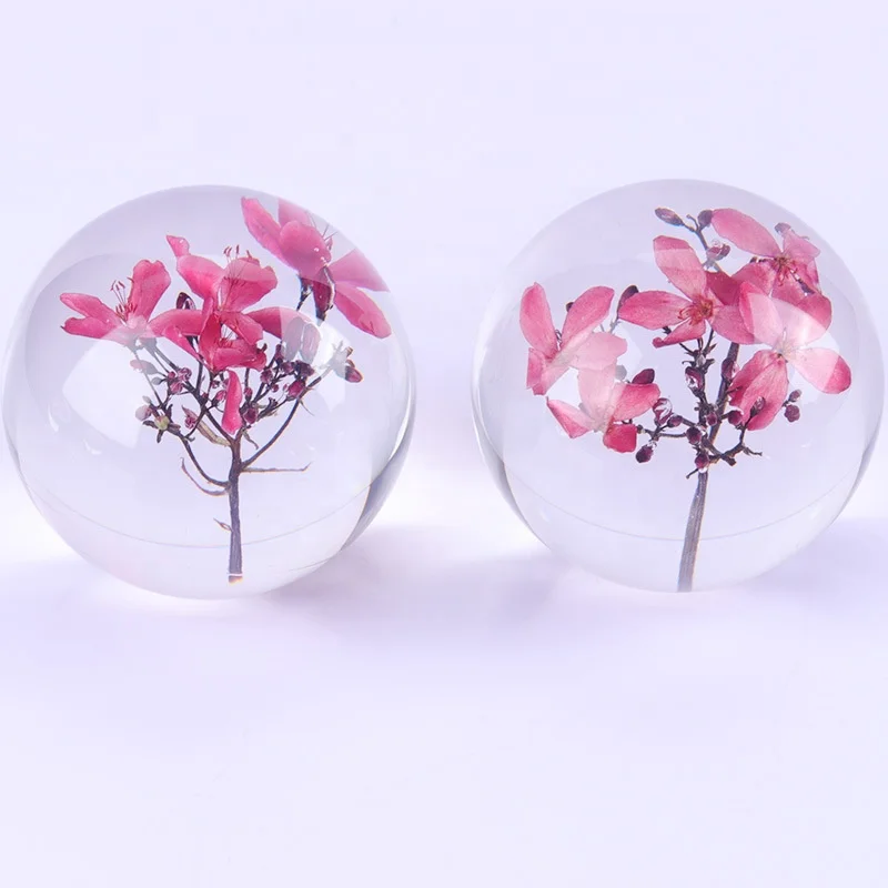 Business gift flower resin ball real rose ball acrylic paper weight