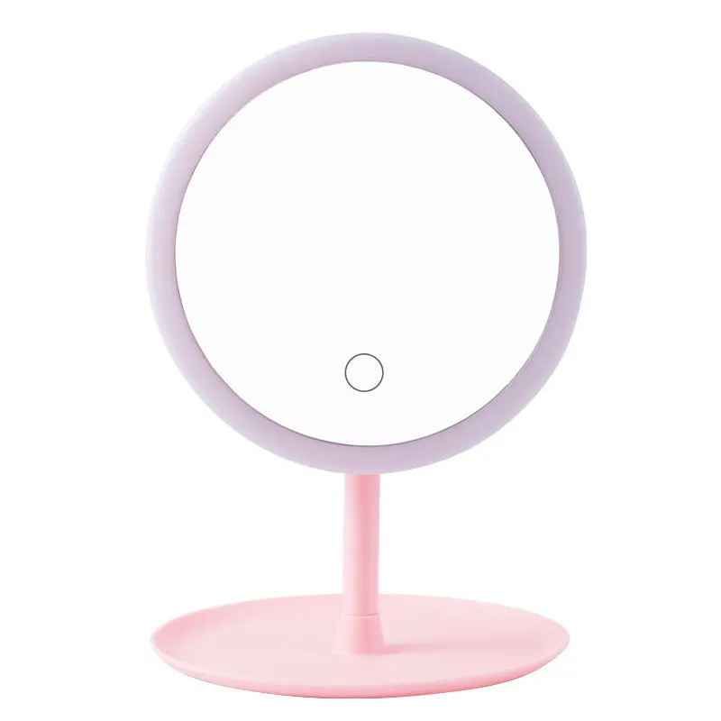 Manufacturer Custom Cheap pocket Vanity smart Mirror LED Dimming Desk Makeup Stand Up Mirror with light
