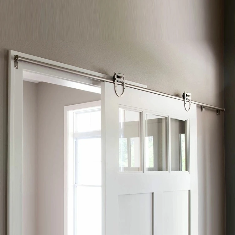Modern double sliding wood barn door