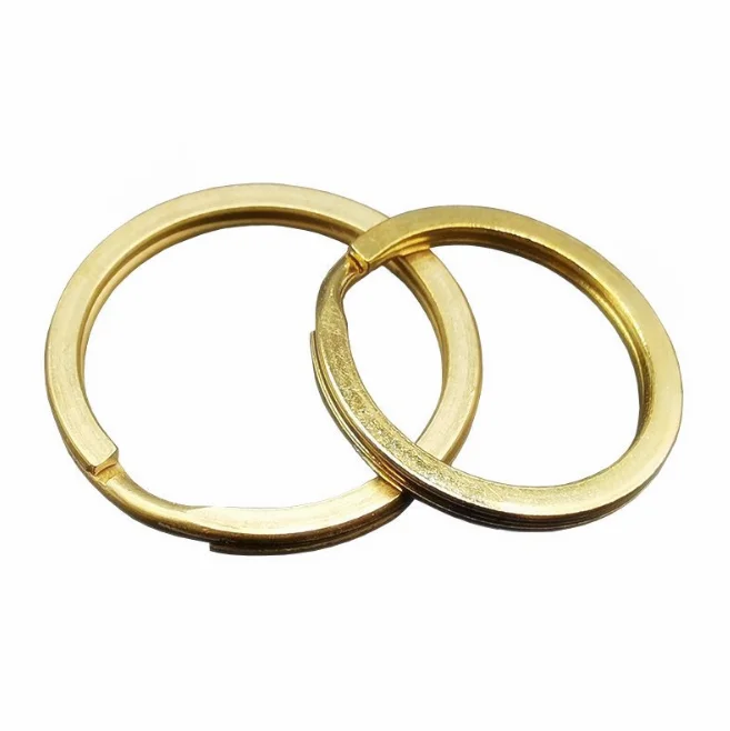 Brass Flat Split Key Rings Metal Round Carabiner Split Rings Flat Keychains O Rings OD 20mm-35mm