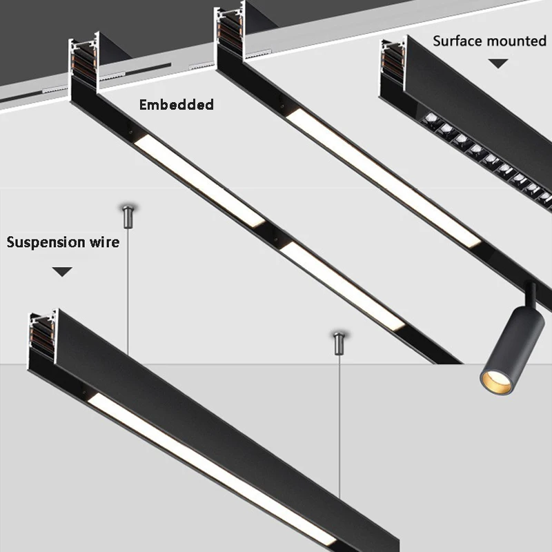 Smart tuya zigbee 48v LED magnetic track lamp 0-10v Dali triac cct dimmable magnetic pendant light suspension chandelier