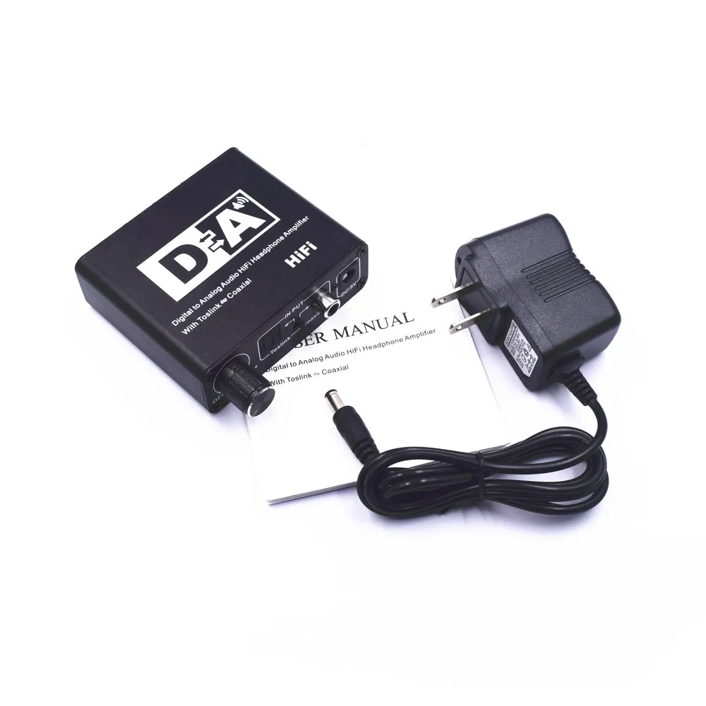 DAC Audio Converter Hifi Headphone Amplifier Optical Digital Stereo Audio SPDIF Toslink Coaxial Signal to Analog Converter Black