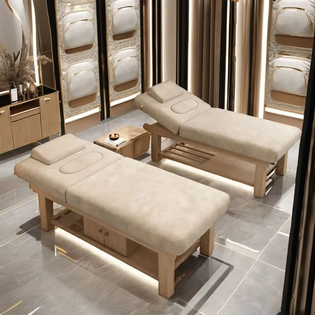 massage table Solid wood beauty bed beauty salon multi-function hole moxibustion physiotherapy bed Tuina Eyelash Tattoo tables