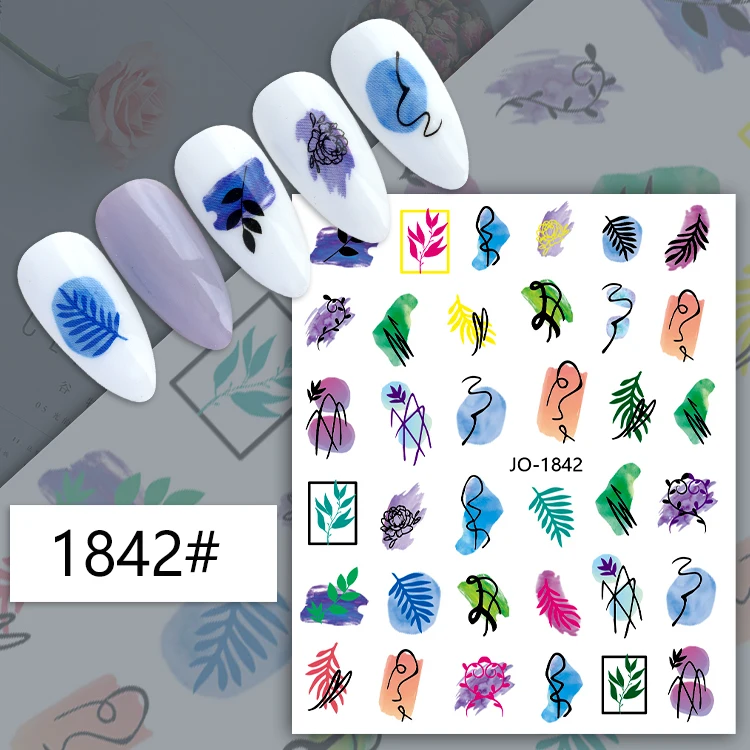 Natural beautiful leaf Wholesale Nail Sticker Decoration Self-adhesive 3D Summer Nail Stickers