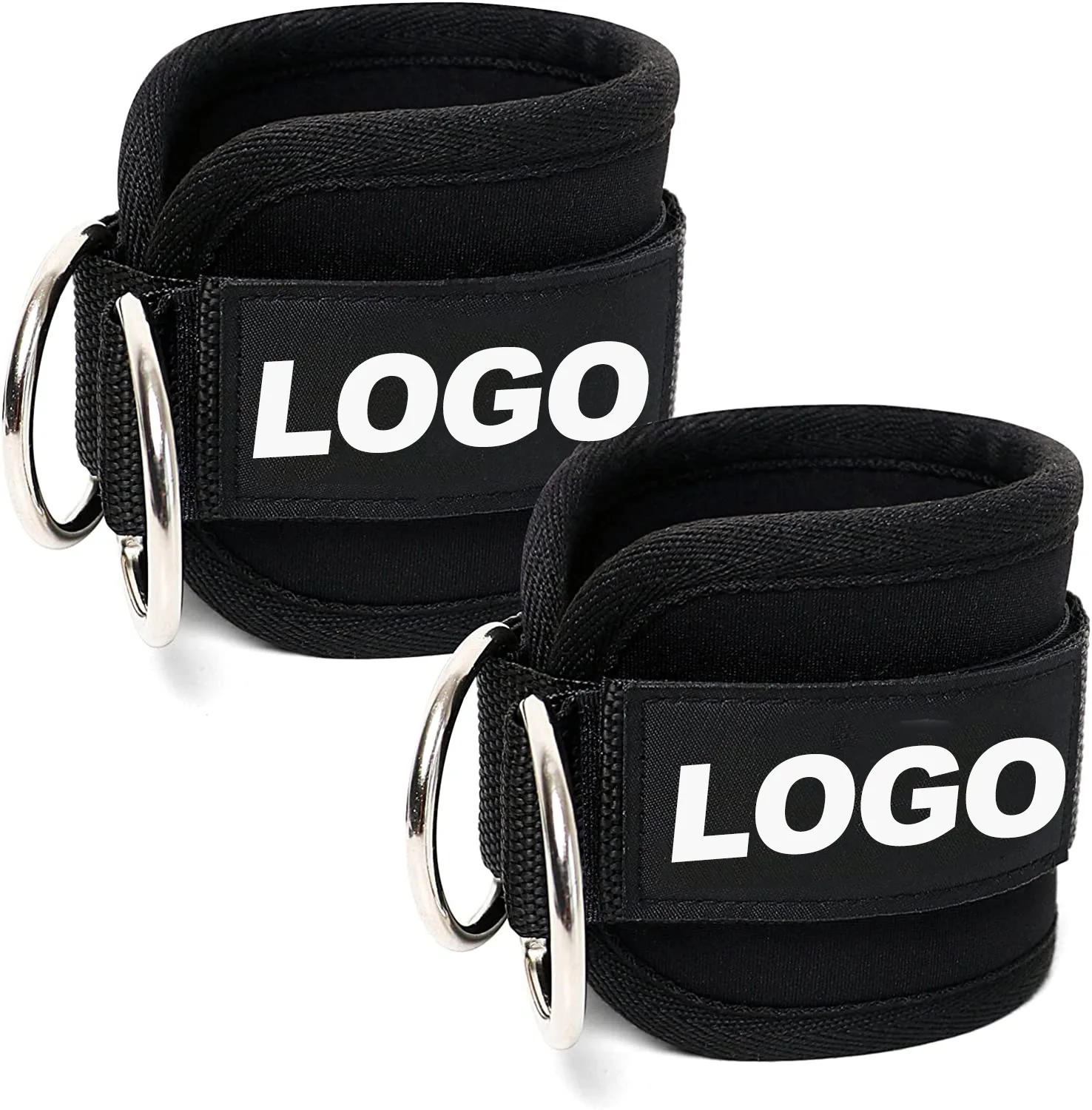 Comfortable Adjustable Padded Ankle Wrist Cuffs Neoprene Padded Straps D-Ring Glute Kickback Ankle Strap for Cable Machine