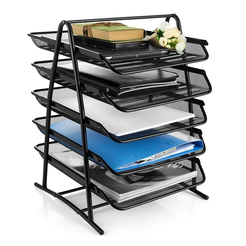 Office document storage rack 5-layer document tray Metal grid