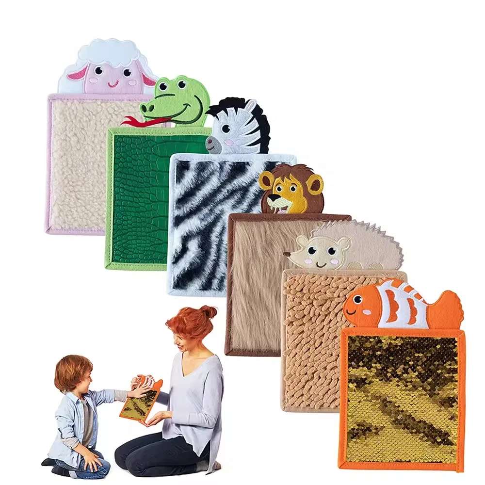 Autistic sensory tactile games Multi-Sensory Exploration Feel Touch felt Animal head sensory mat