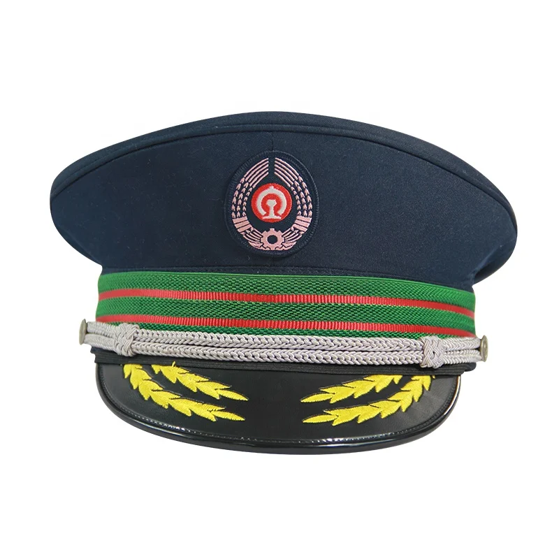 Suppliers wholesale a large number of gold and silk police hats police pointed officer hats embroidered hats