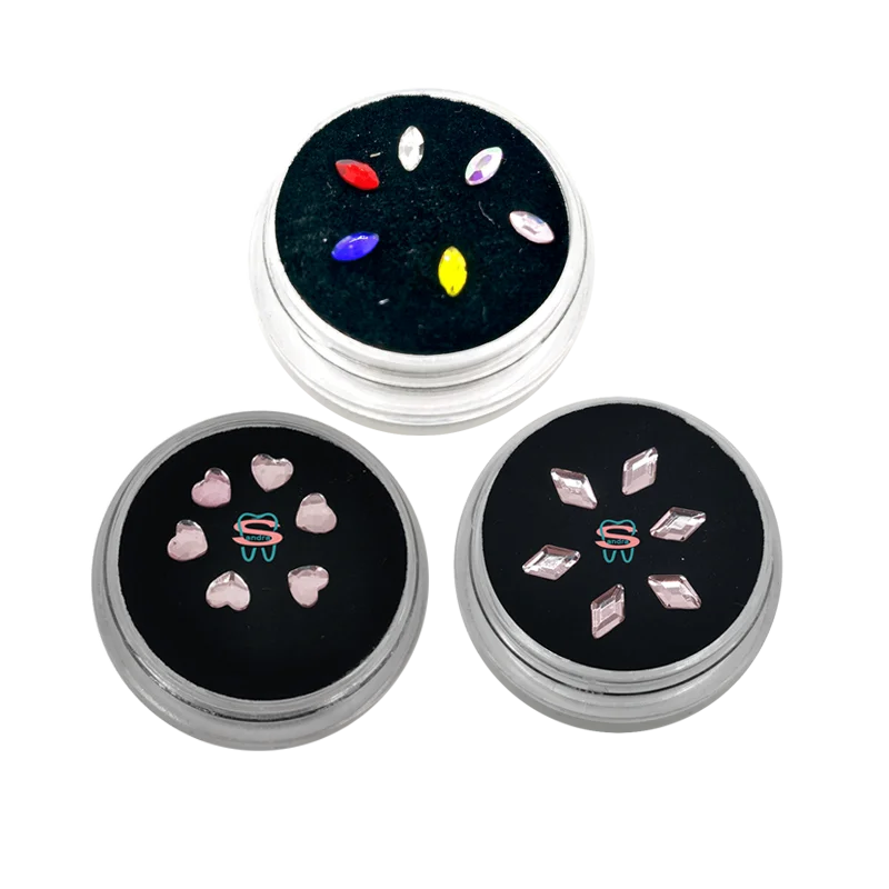 Best price Crystal Tooth gems 6 PCS / Box  DIY Teeth gems at home dental jewelry sets hart type teeth gems