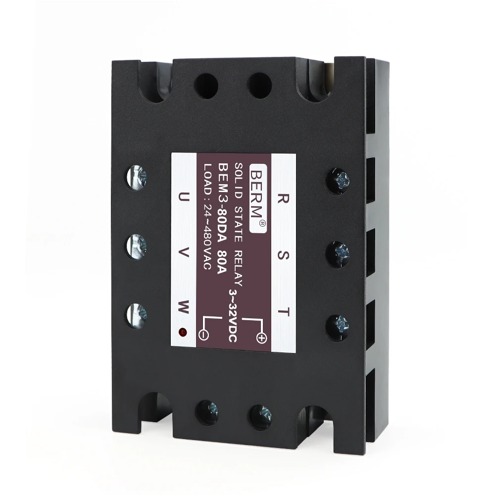 3 phase solid state relay DC controlled AC SSR-80DA relay module three-phase SSR